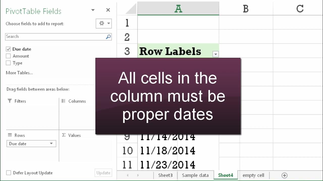 Pivot table date grouping tutorial how to group on year month quarter