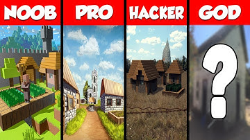 Minecraft VILLAGE PIXEL ART CHALLENGE - NOOB vs PRO vs HACKER vs GOD