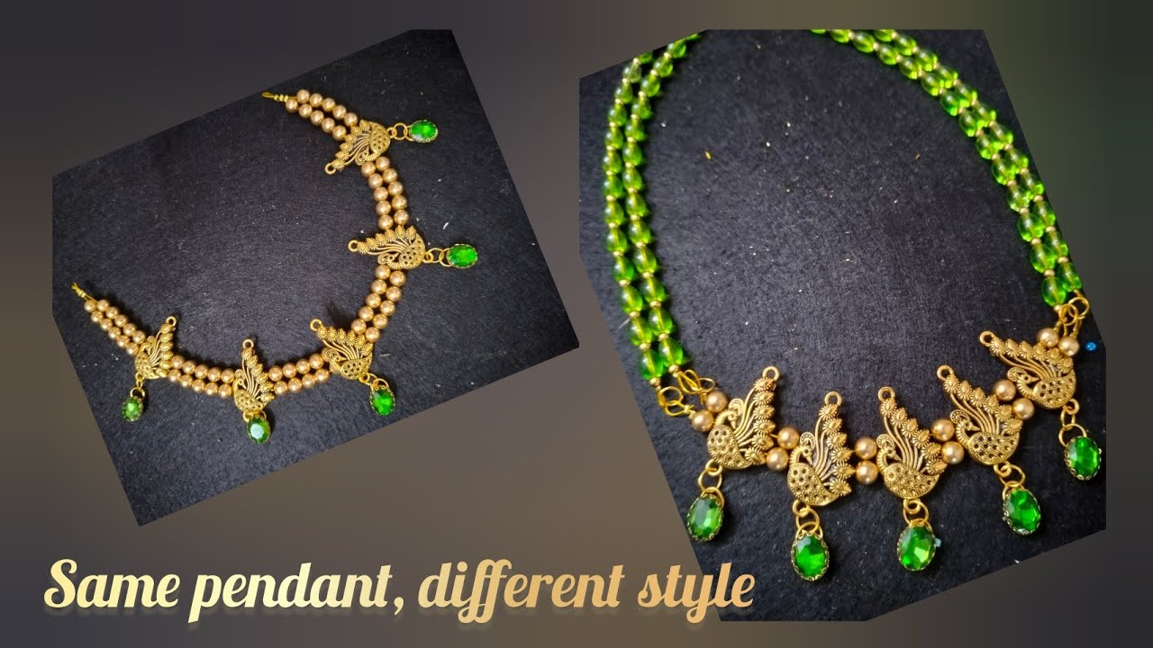 Same charm 🦚use panni different neckwear panalama?? Easy necklace📿 making with minimal products...