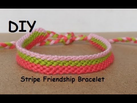 Friendship Bracelet: Three Stripe Pattern [worked edge to edge] - YouTube