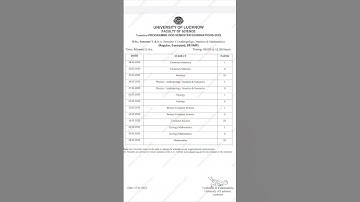 Lucknow University 2023 # Bsc 5th semester  # Examination Schedule #short