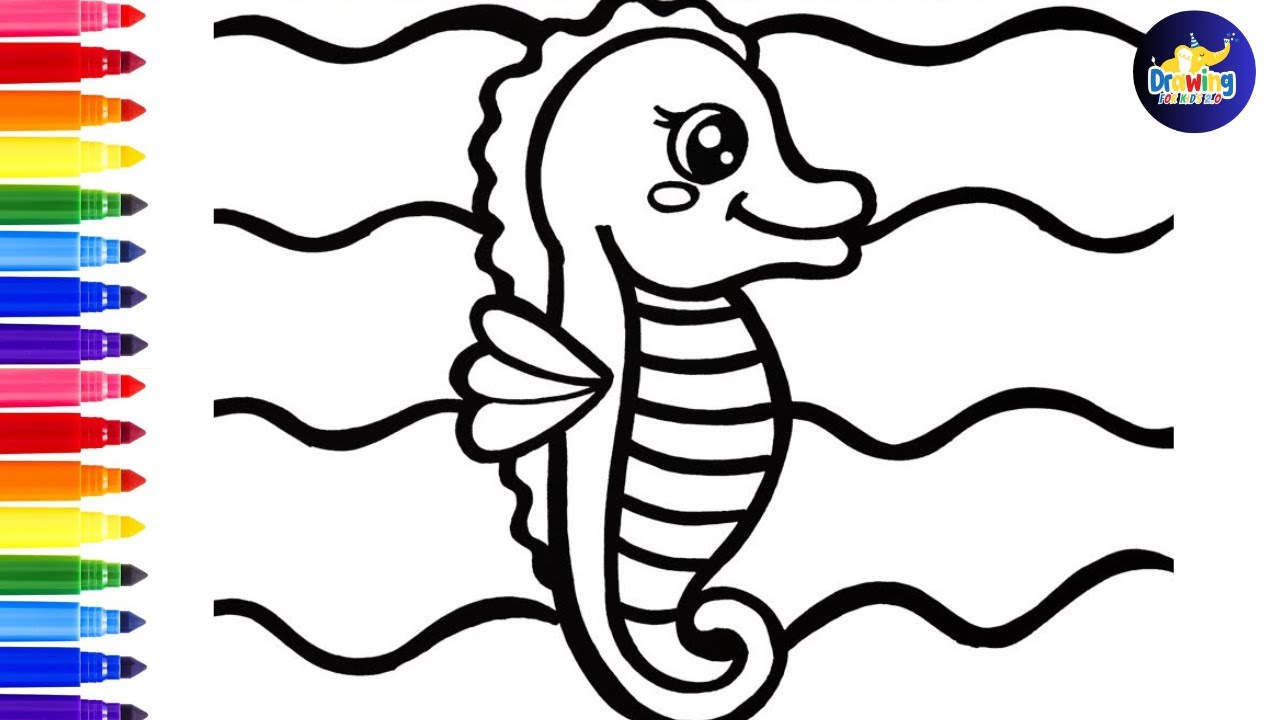 How To Draw a Cute Rainbow Seahorse 🌊🐴🌈 Drawings for Kids And Toddler's 