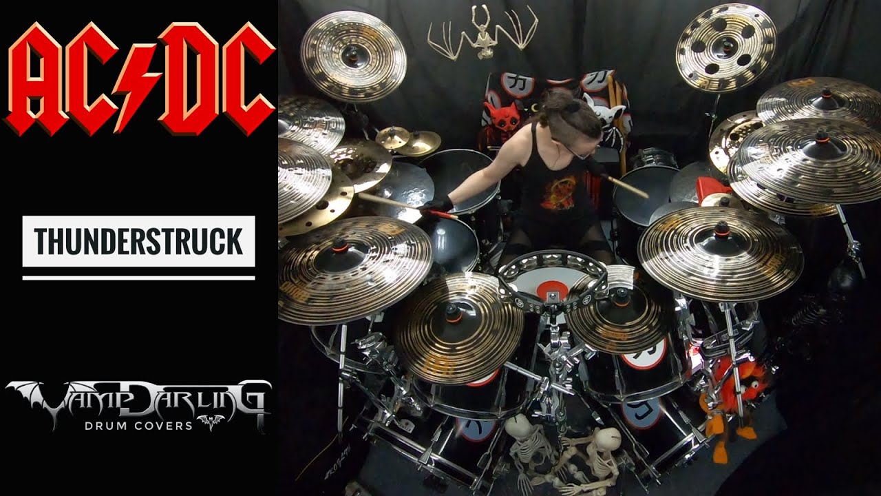 AC/DC - Thunderstruck - drum cover - (Vampdarling) - YouTube