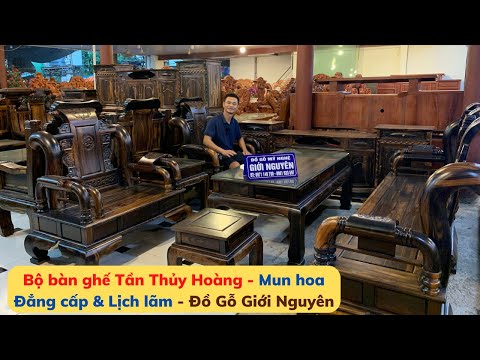Video Bộ bàn ghế Tần Thủy Hoàng gỗ Mun hoa Siêu Víp tay 12 I... - youtube
