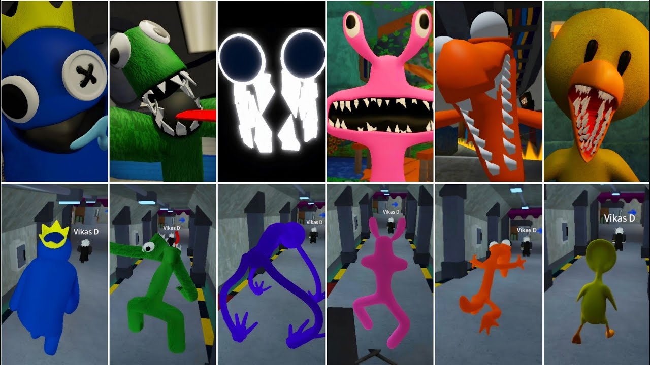 Blue, Green, Orange, Purple, Cyan, Yellow - ALL MONSTERS! Rainbow Friend 1