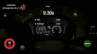 2023 Honda Civic EX-L Hatchback 0-60 mph and 1/4 mile dragy