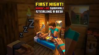 Stealing a Bed = Surviving First Night in Hardcore Minecraft #minecraft #minecraftshorts #gaming