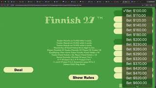Watch As I Play A Poker-like Finnish 27 game using a Quadruple Fibonacci Progressive Betting System
