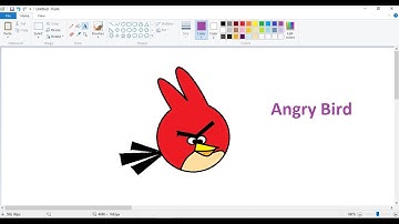 How to draw angry birds in ms paint | how to draw angry bird | Draw and color angry bird |