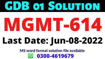 MGMT 614 GDB 01 Solution 2022. MGMT 614 GDB  solution fall spring JUN 2022. 100% correct solution.