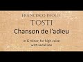 Tosti Chanson De L Adieu For High Voice With Vocal Line mp3