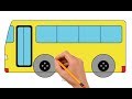 How to Draw a Bus Step by Step Easy For Kids | Coloring Book Page and Drawing Learn Colors For Kids
