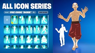 All Fortnite Icon Series & New Tiktok Emotes Avatar State Aang