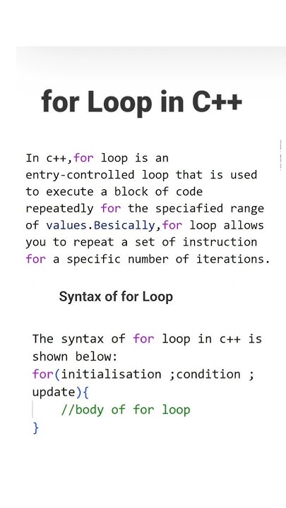 what is for loop in c/c++ || for loop syntax || #loops #c/c++ # ... image.