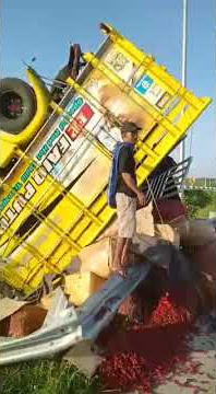 truk cabe laka di tol ngawi-sragen km 544