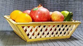 DIY, How To Make Fruit basket , best of waste , ice cream stick craft, popsicle stick crafts