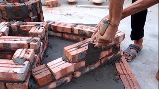 Castle-style wood-burning stove, a combination of triangles, rectangles and circles.