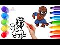 How To Draw cute Spider-Man Drawing, Painting &amp; Coloring For Kids &amp; Toddlers_ Child Art🌈🎨