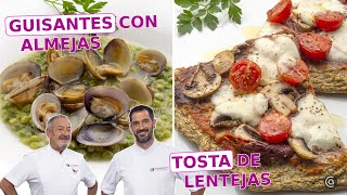 GUISANTES con almejas - TOSTA de LENTEJAS con jamón // Joseba y Karlos Arguiñano