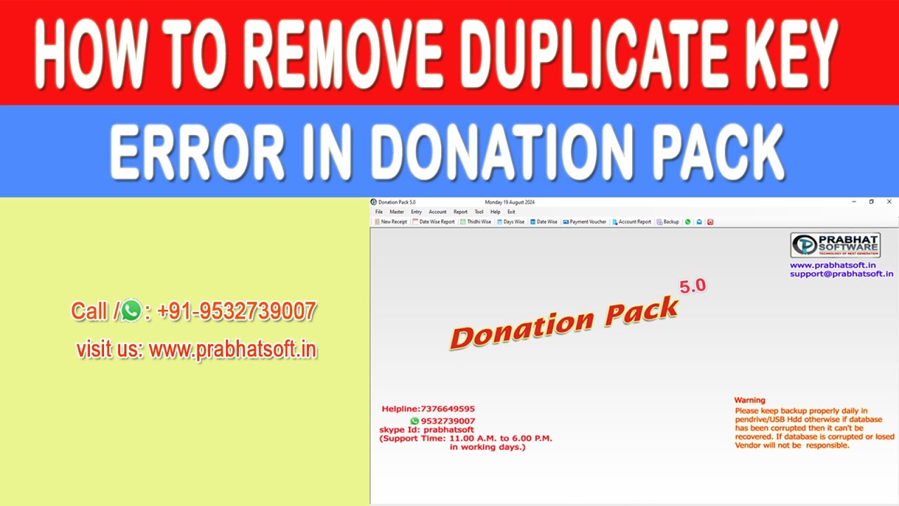 How to Remove Duplicate Key Error in Donation Pack|Donation Pack for ...
