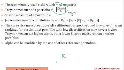Applying CAPM to Performance Measurement Single Index Performance measurement ind