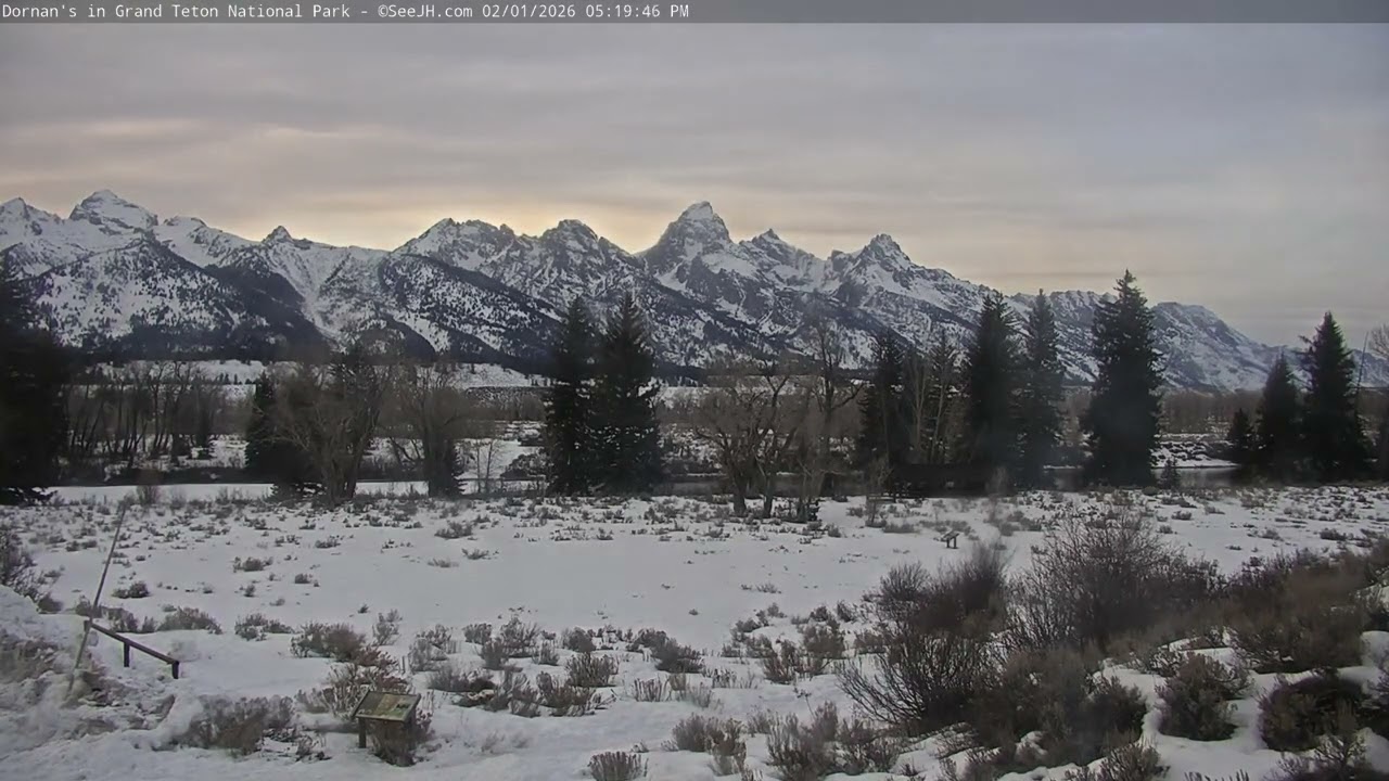 Teton Time Lapse of sunset viewed from Dornan's on February 1, 2026