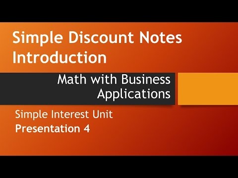 Introduction to Simple Discount Notes – Math with Business Applications, Simple Interest Chapter