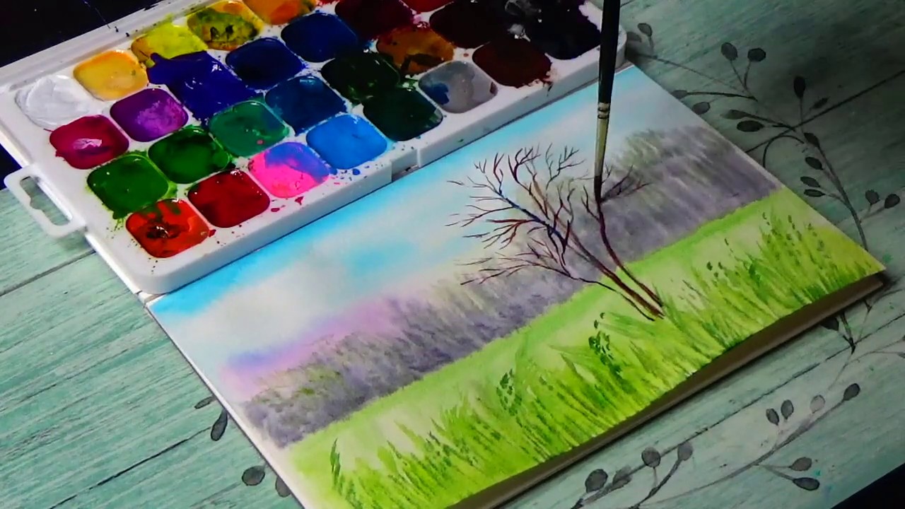 Учимся рисовать пейзаж быстро, легко и красиво! - YouTube