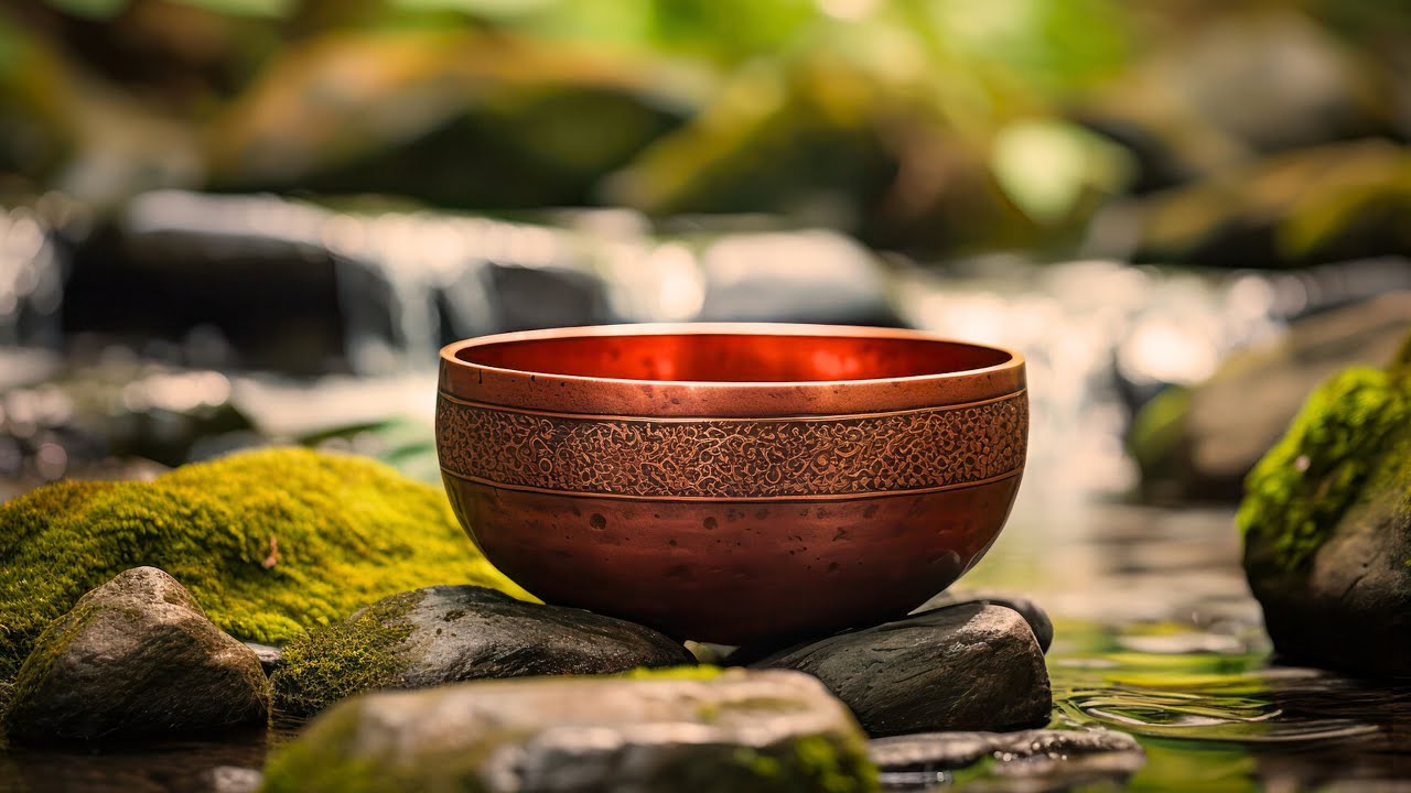 Tibetan Singing Bowls with Heavy Rain & Thunder | Calming Meditation ...