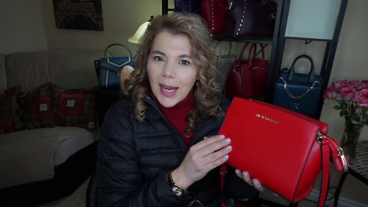 bright red michael kors red bag