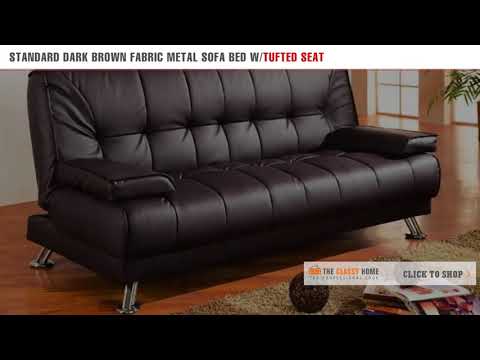 coaster-modern-standard-dark-brown-fabric-metal-futon-sofa-bed-with-tufted-seat