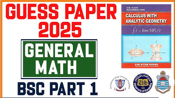 General Math BSc Part 1 Important Questions 2025 (Calculus with analytical geometry)