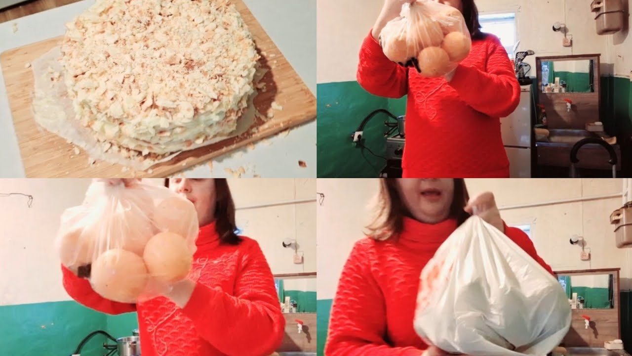 Распаковка продуктов приготовила торт 🎂 наполеон купила мяса