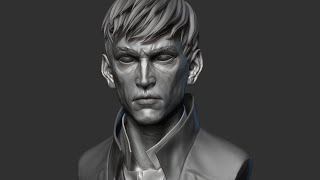 Style male head sculpture in zbrush