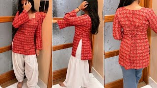 Trendy🔥Short Kurti Cutting & Stitching /Short Kurti Cutting/Summer Kurti Design/Summer Short kurti