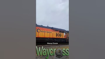 Shiny Chessie System CSX 1973 on its first train in the rainy weather