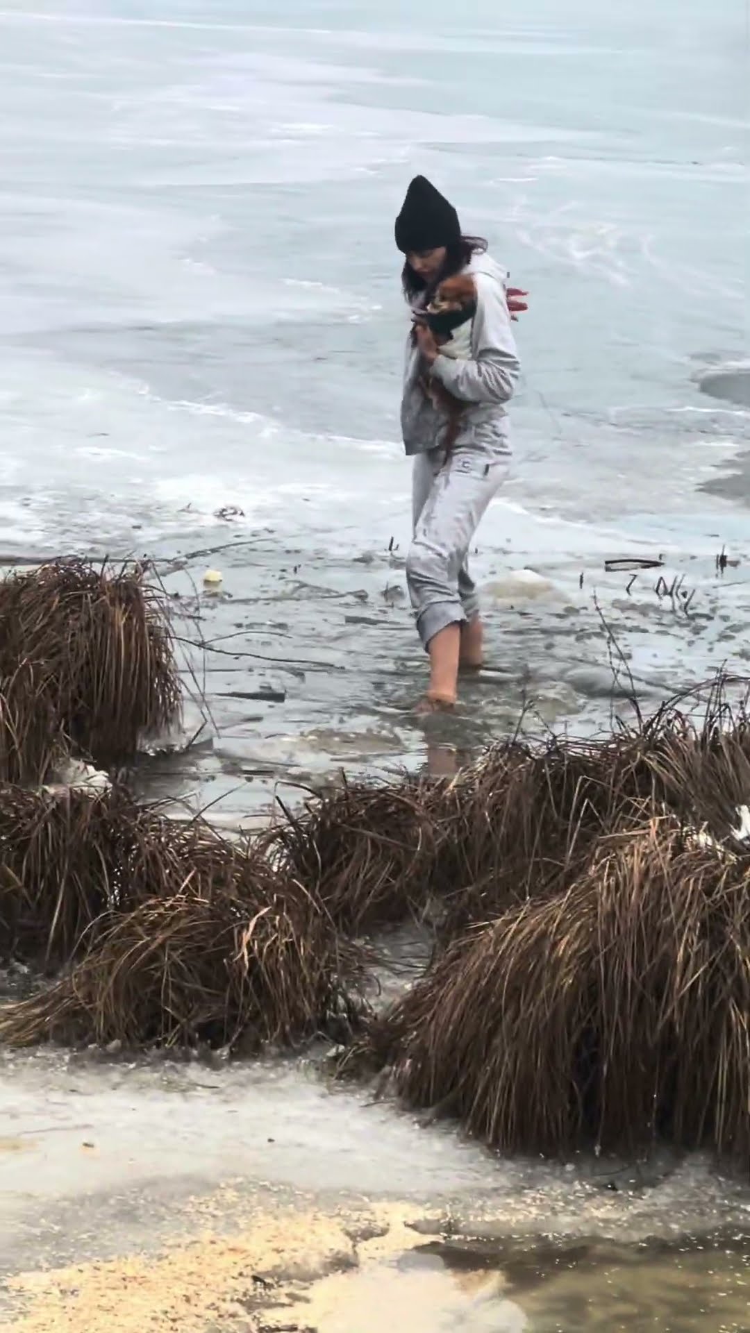 Woman Rescues Dog From Freezing River || ViralHog