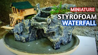 Amazing waterfall ideas mini landscape with Styrofoam  CLIFF WATERFALL DIORAMA