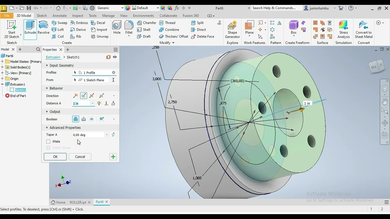 HOW TO DRAW A ROLLER USING AUTODESK INVENTOR (CAD161S UNISA Tutorial) / STEP TO AUTOCAD