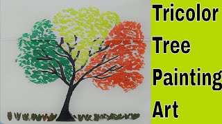 Tricolor tree painting| Acrylic Painting for Beginners | How to paint a Simple Acrylic Painting |DIY