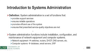 Chapter 2   Systems Administration Lecture Video Part 1