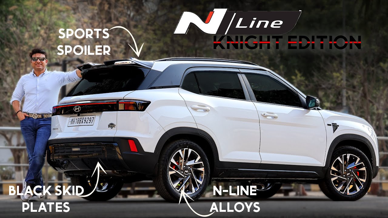 India's First CRETA 2024 NLINE KNIGHT EDITION 18' Alloys, BLACK SKID