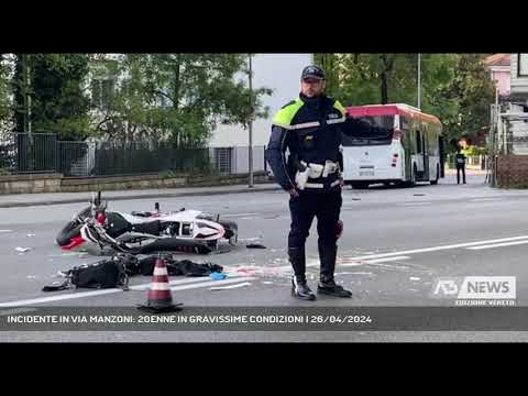 INCIDENTE IN VIA MANZONI: 20ENNE IN GRAVISSIME CONDIZIONI | 26/04/2024