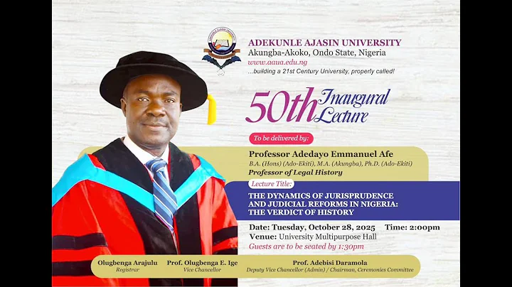 AAUA 50TH INAUGURAL LECTURE By: Professor Adedayo Emmanuel Afe