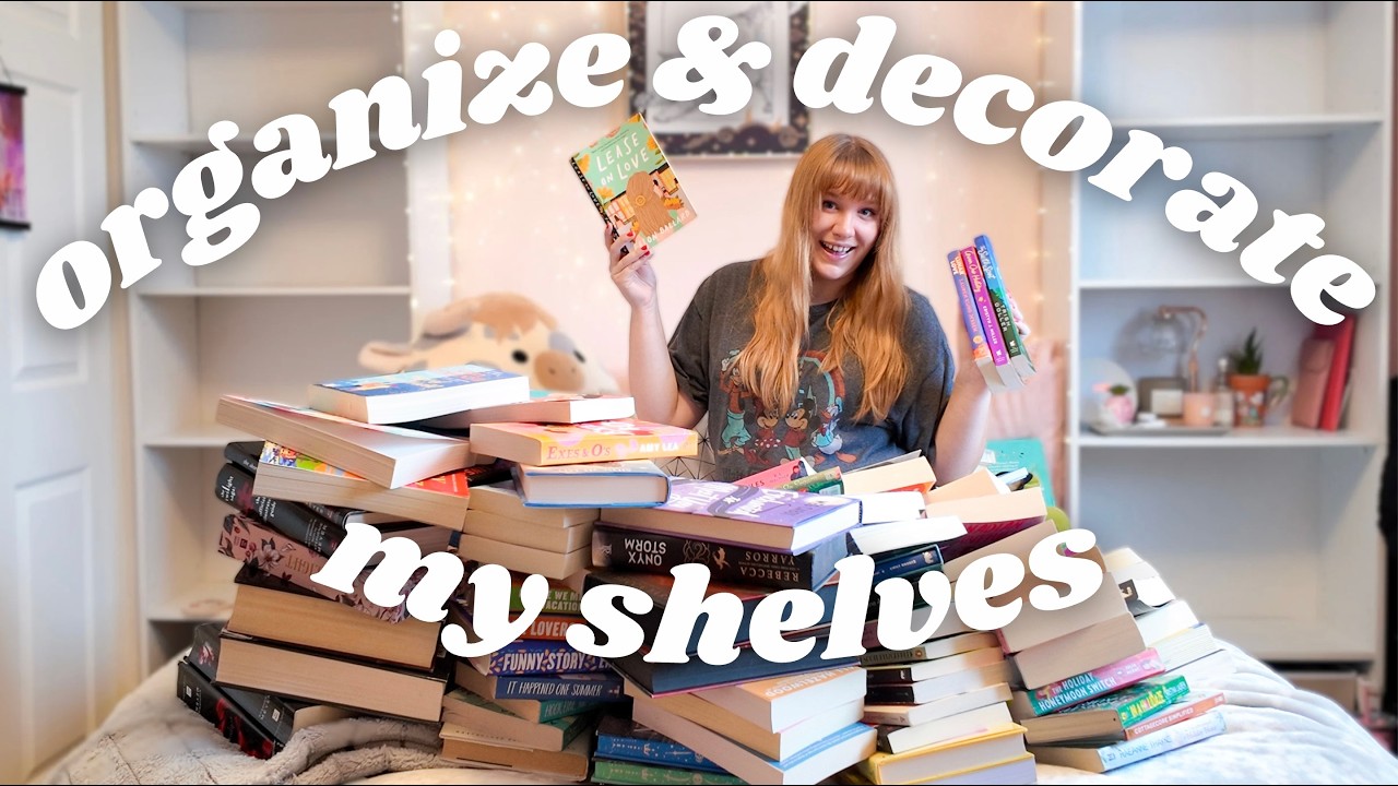 re-organize and decorate my bookshelves with me | + bookshelf tour