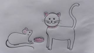 how to draw cat and rat drawing easy steps for kids