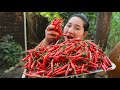 Hot Spicy Red Chili Cooking - Chili Past And Chili Sauce Homemade From Red Chili - Cooking With Sros