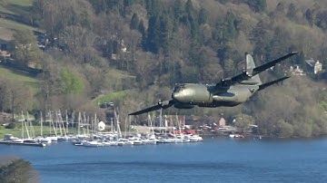 Cumbria LFA17 RAF Hercules Low Level Lake Windermere 20/04/23 (comet151) [4K]
