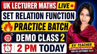 UK Lecturer Maths 2026 Live | Set Relation Function | Demo Class 2 | UK Lecturer / UP TGT PGT Maths