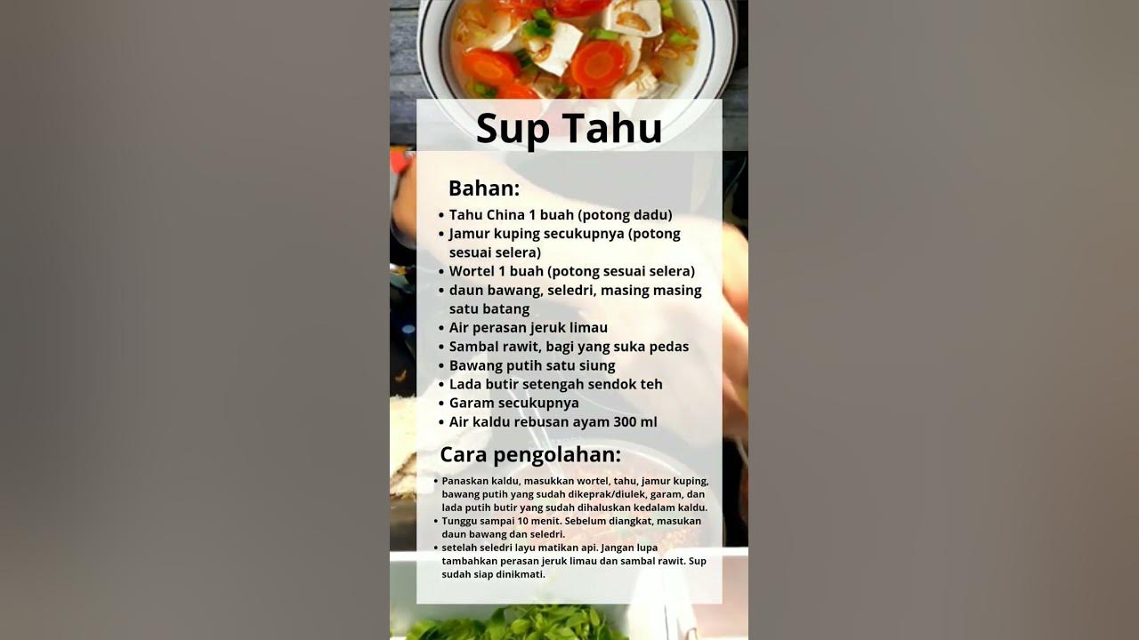 Resep Sup Tahu #shorts #shortvideo  #shortsfeed #resep #resepmasakan